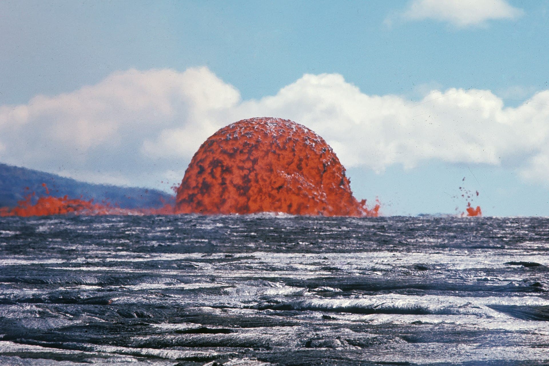 A dome fountain of lava erupting from Kīlauea volcano
